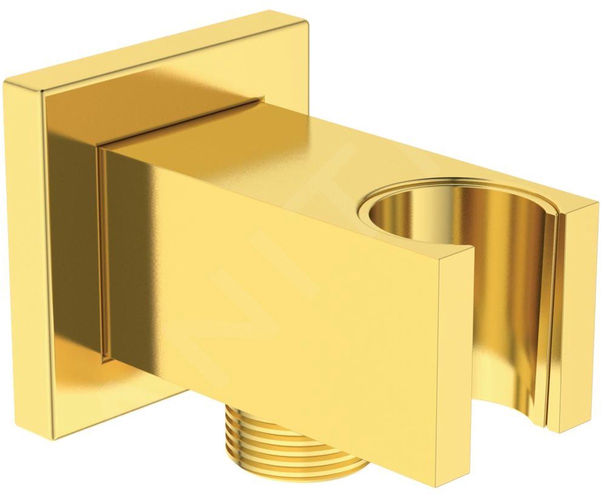 Ideal Standard Wandhouder Idealrain, vierkante rozet, v.HB en doucheslang G1/2, Brushed Gold, BC771A2