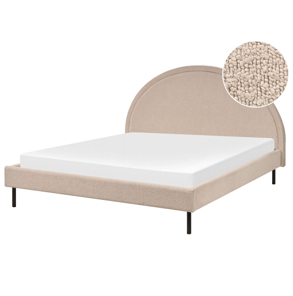 MARGUT - Bed - Beige - 160 x 200 cm - Bouclé