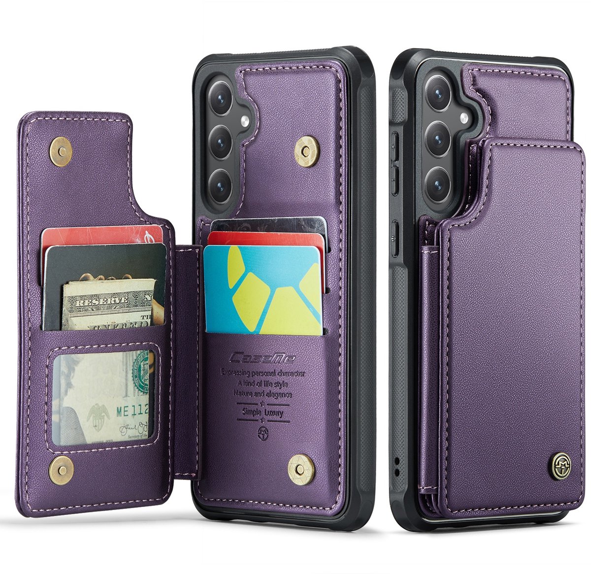 CaseMe Hoesje - Geschikt voor Samsung Galaxy S26 FE / S25 FE Hoesje - CaseMe C22 Back Cover met Pasjeshouder - Paars