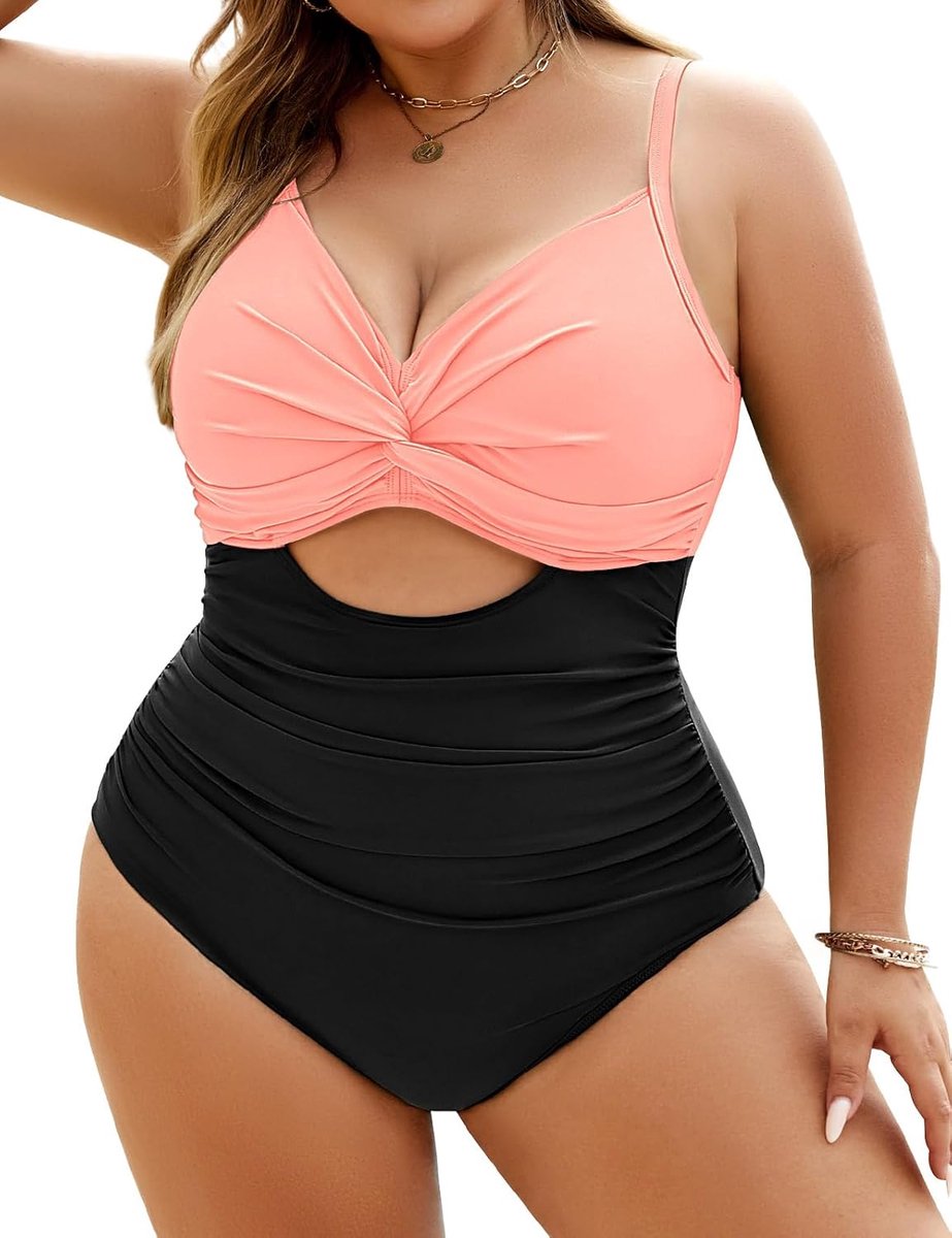 heekpek Badpak Dames Buikweg Grote Maten Eendelig Badpak Grote Bovenwijdte V-hals Ruches Badmode Plus Size Badkleding