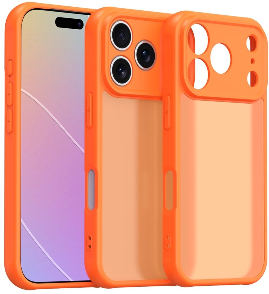 Coverup Hoesje - Geschikt voor iPhone 18 Pro Max / 17 Pro Max Hoesje - Coverup Mat Transparante Back Cover met Camera Cover - Oranje