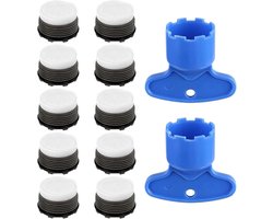 10 stuks waterkraanzeef M24, kunststof straalregelaar, perlatorkranen M24, waterkraanzeefinzetstuk, kraanzeef met 2 mondstuksleutels, mengmondstuk voor P-lator voor badkamer, keuken (kleur: wit)