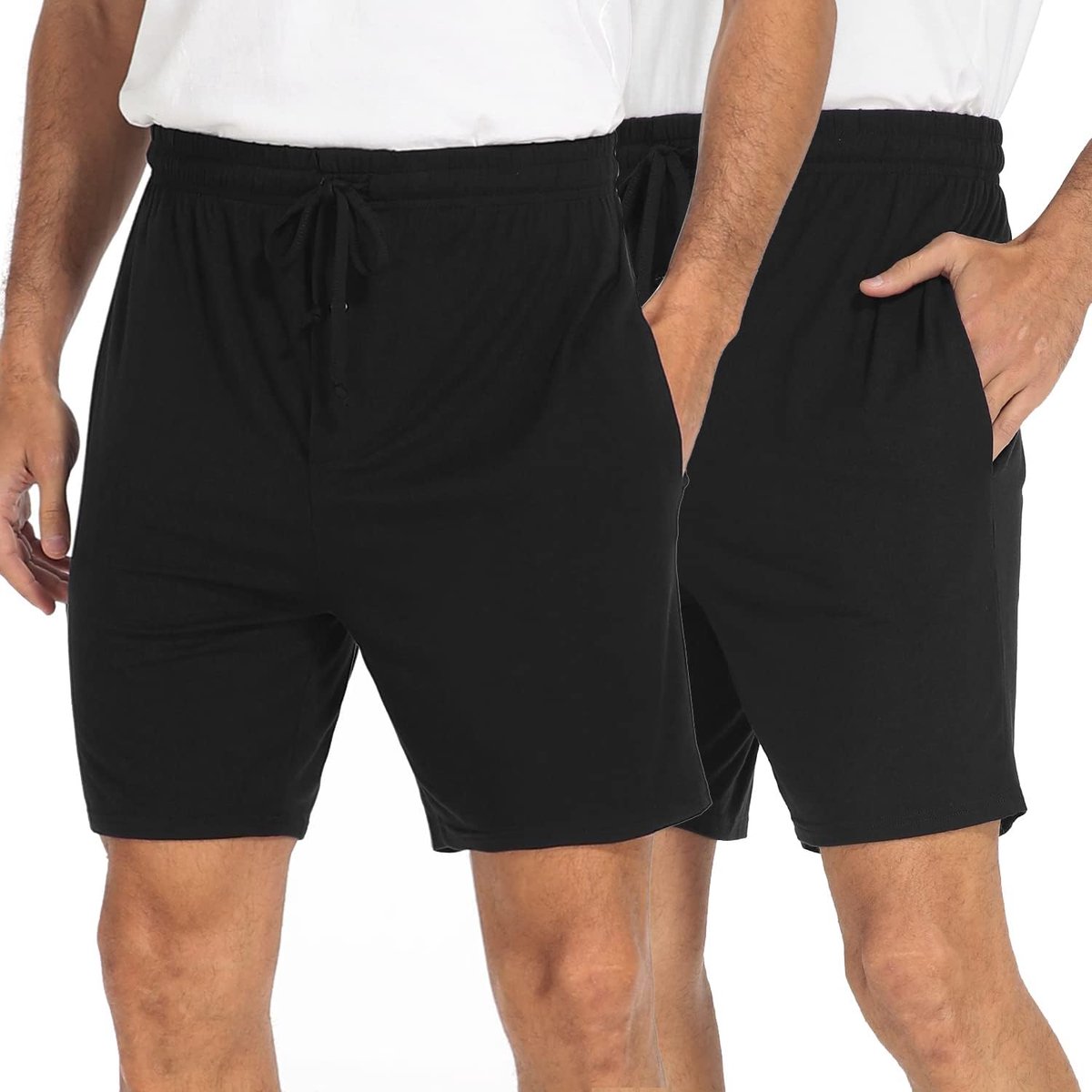 Pyjamabroek voor heren, set van 2 stuks, slaapshorts, zomerslaapbroek, vrijetijdsbroek voor mannen, 2 x zwart., M