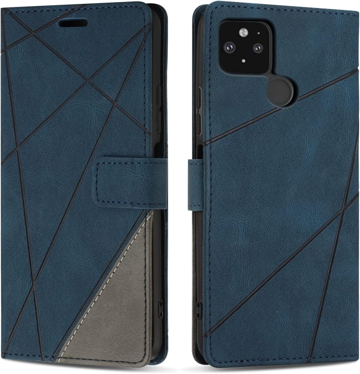Hoesje voor Google Pixel 4A 5G / Google PIXEL 5 XL, Premium Lederen Portemonnee Beschermhoes Telefoonhoesjes met Kaartenvakken Beschermhoesje voor Google Pixel 4A 5G / Google PIXEL 5 XL, Blauw