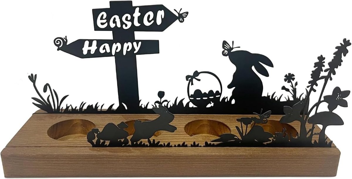 Kaarsenstandaard voor Pasen, robuuste houten kaarsenhouder, paasdecoratie en paasdecoratie, elegante paasdecoratie voor tafel en muur, perfecte feestelijke decoratie voor Pasen