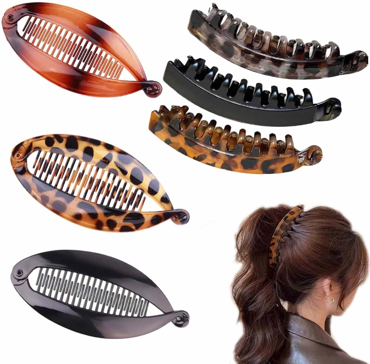6 stuks – stijlvolle haarclips voor dames, geschikt voor dun en dik haar – stevige kunststof haaraccessoires voor dagelijks gebruik, feestjes, werk en sport