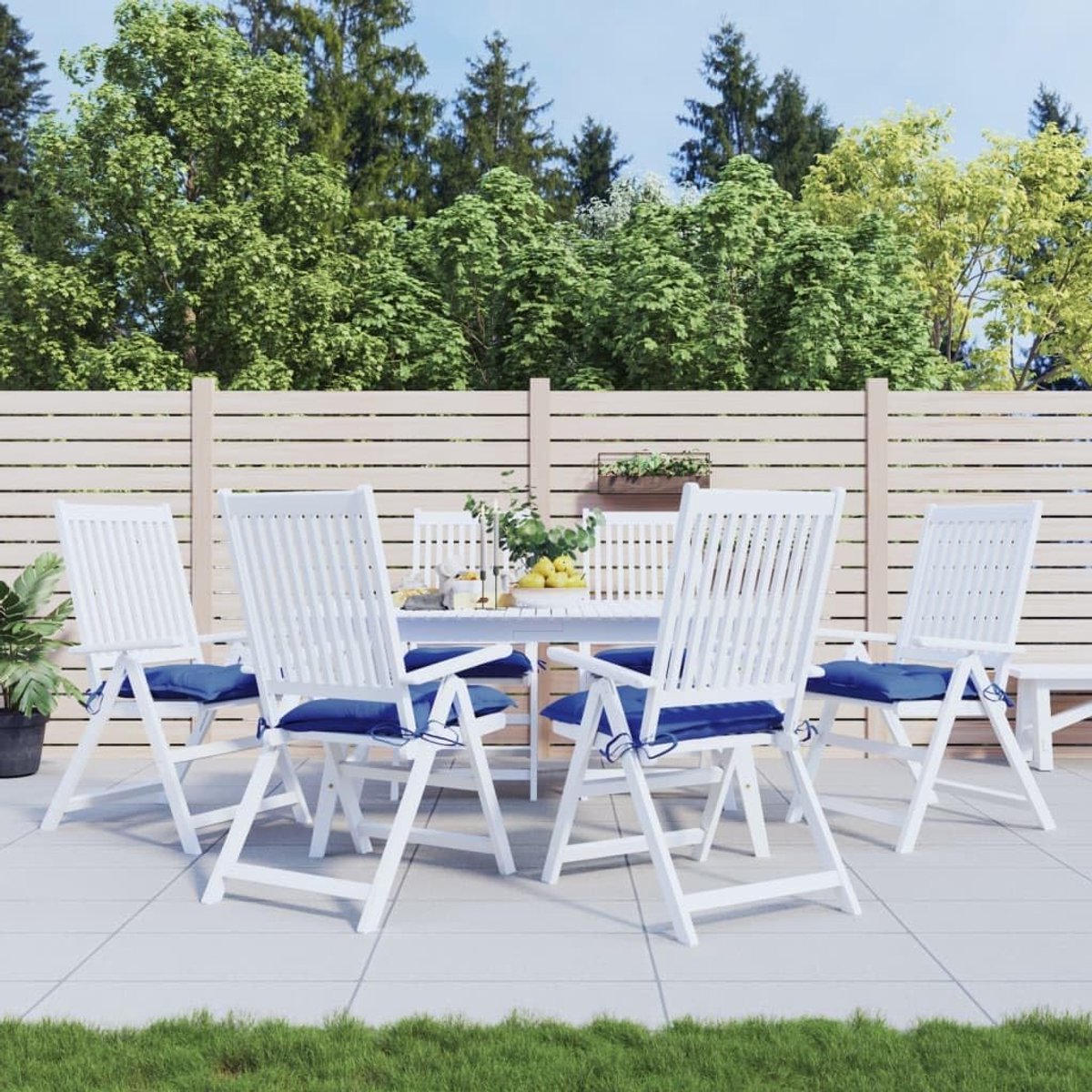 Stoelkussen 6 stuks. Blauw 40x40x7 cm Oxford stof Outdoor Zitkussen met anti-slip koorden en zachte PP-holle vezel bekleding voor tuinmeubelen