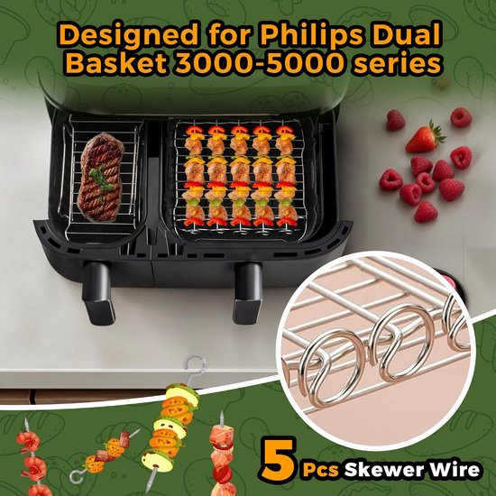 Accessoires voor Philips Dual Basket Airfryer 3000-5000 serie NA350/NA550 6L/3L - Siliconen bakvorm, Air Fryer Accessoires, Air-fryer Siliconen vorm Accessoireset — afbeelding 5
