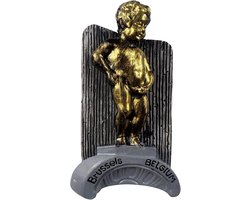 Brussel België - Manneken Pis gouden standbeeld - 3D-magneet souvenir - magnetisch verzamelstuk - cadeau-idee reis collectie H16