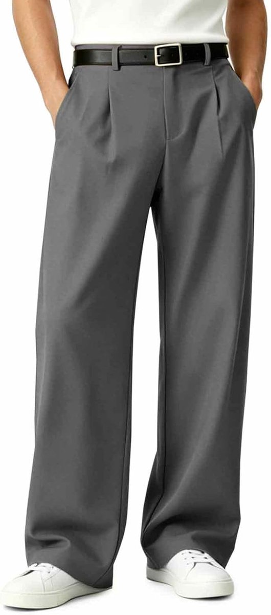 Chinobroek voor heren, baggy kostuumbroek, losse pasvorm, stretch, casual stoffen broek, zomer, brede joggingbroek voor mannen