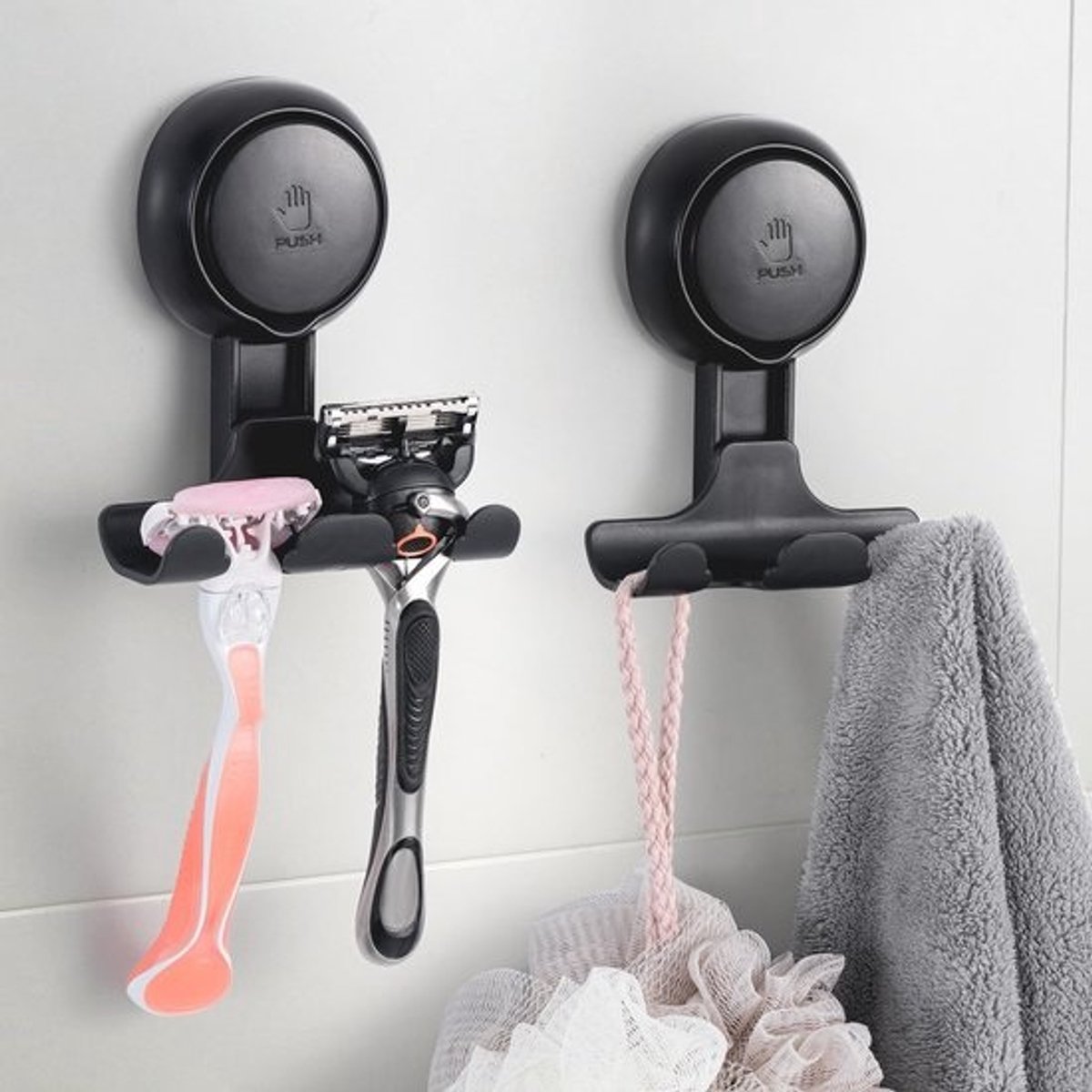 Dailygoods- Scheermeshouder met sterke vacuüm zuignap - Scheermeshouder Douche - 2 Stuks - Waterdicht - Duurzaam - Ruimtebesparend - Opberghaak