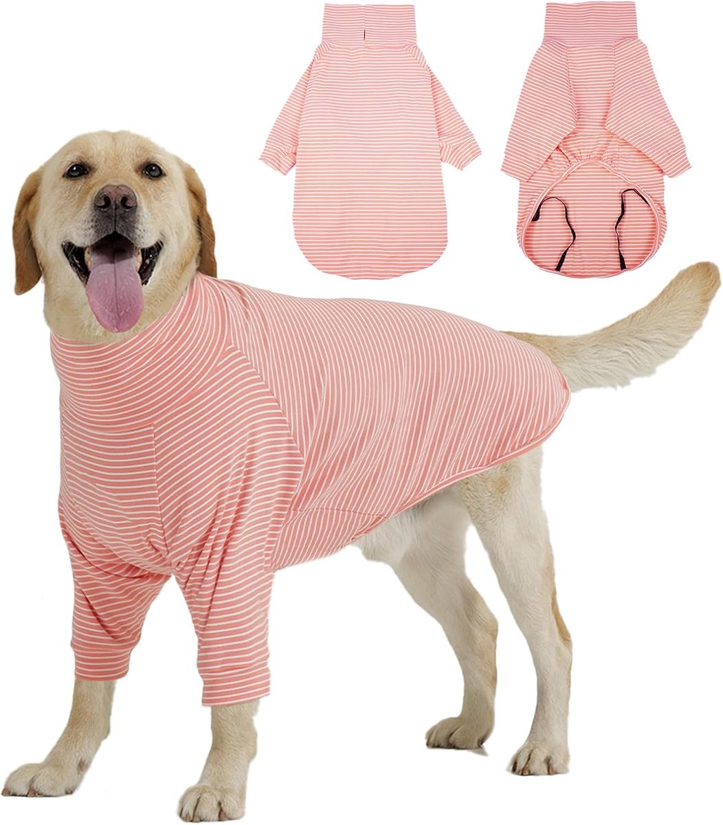 Hondentrui met rolkraag, fleece trui, warme zachte wintertrui met mouwen, lichtgewicht, gezellige kleding voor koud weer voor kleine, middelgrote en grote honden, roze, XXXL