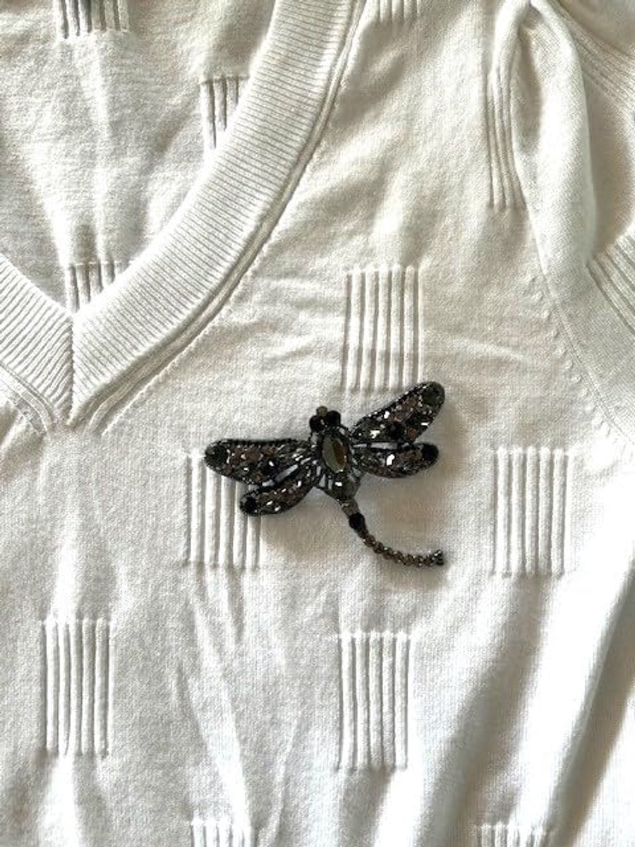 Libelle broche badge dier broche K38-S zwart, Metaal