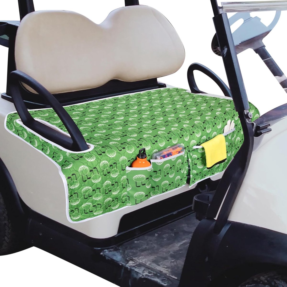 Stoelhoezen voor golfwagen, universele golfkar-zitkussen met 4 voorzakken en antislip onderkant, compatibel met EZGO, Yamaha, Club Car en andere golfwagenmodellen