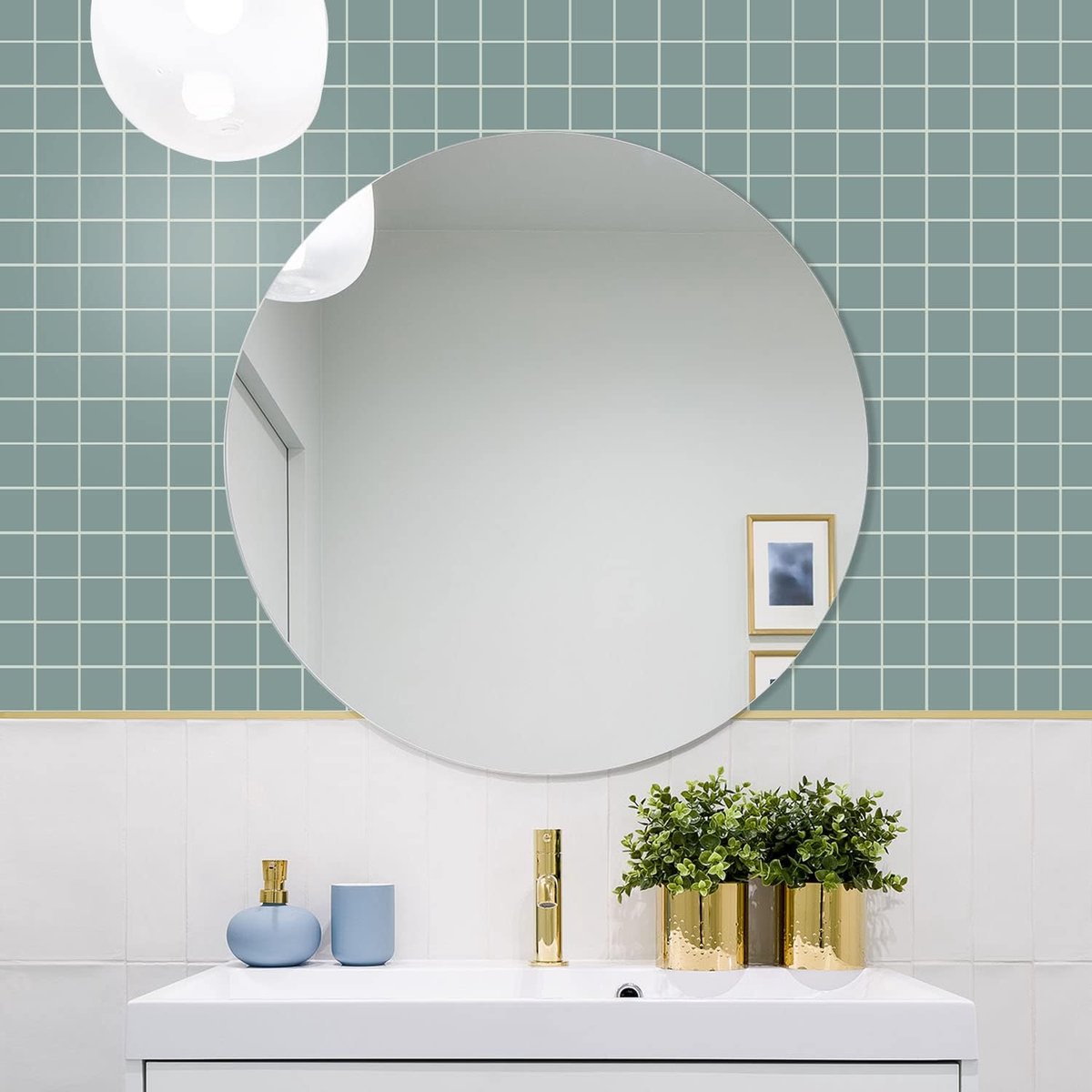 Tegelstickers voor woondecoratie, beschermfolie verwijderen en opplakken, zelfklevende spatwand, tegelstickers voor woonkamer, keuken, badkamer, decoratie, groenblauwe mozaïek, 9 stuks