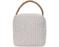 Luance Deurstopper Kubus - grijs gestreept - stof - 1 kilo - D10 x 23 cm