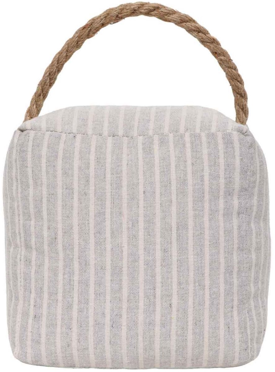 Luance Deurstopper Kubus - grijs gestreept - stof - 1 kilo - D10 x 23 cm