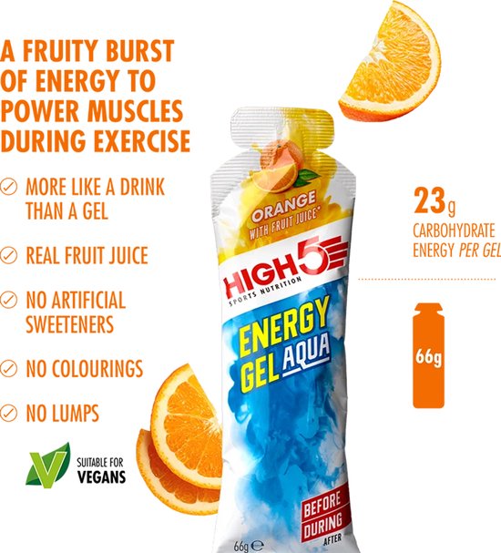 HIGH5 Energy Gel Aqua Mixed Box - 15 x 66 gram - 23 g koolhydraten per gel - Vloeibare energiegel zonder extra water - 8 zonder en 7 met cafeïne - HIGH5 — afbeelding 5