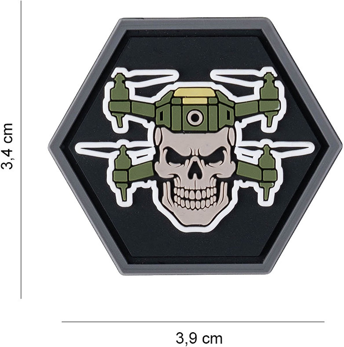 Embleem 3D PVC Hexagon Double Drone Skull #8021