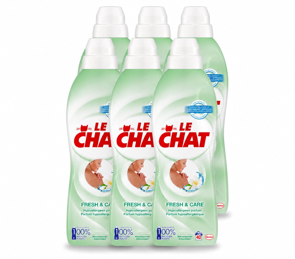 6 x Le Chat – Wasverzachter – Fresh & Care – 880 ml - Voordeelverpakking - 6 stuks