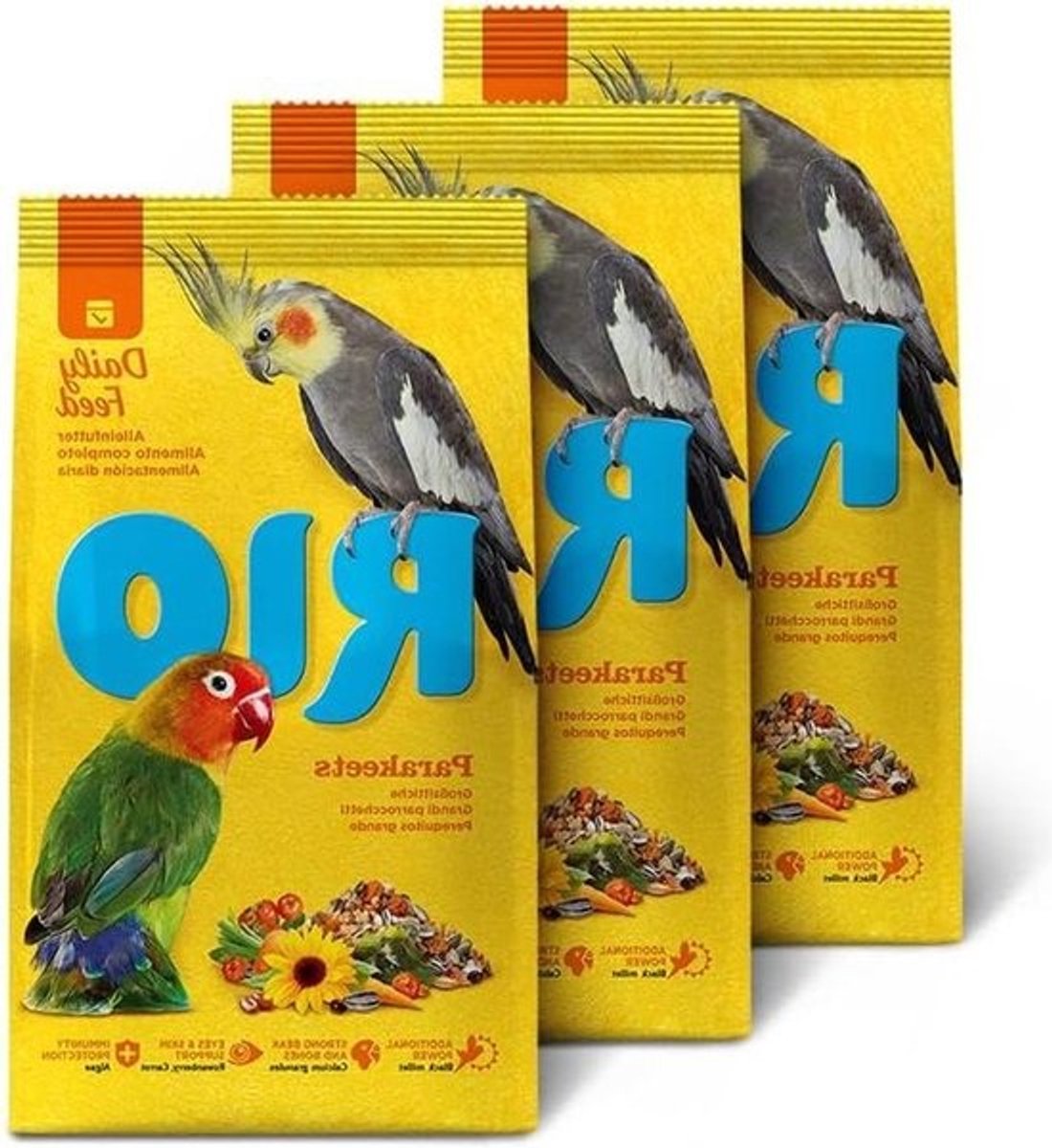 Compleet Voer voor Grote Parkieten | Pakket van 3 | Speciaal samengestelde mix van geselecteerde gezonde en geliefde zaden en granen | Met lijsterbessen, 3 x 500 g