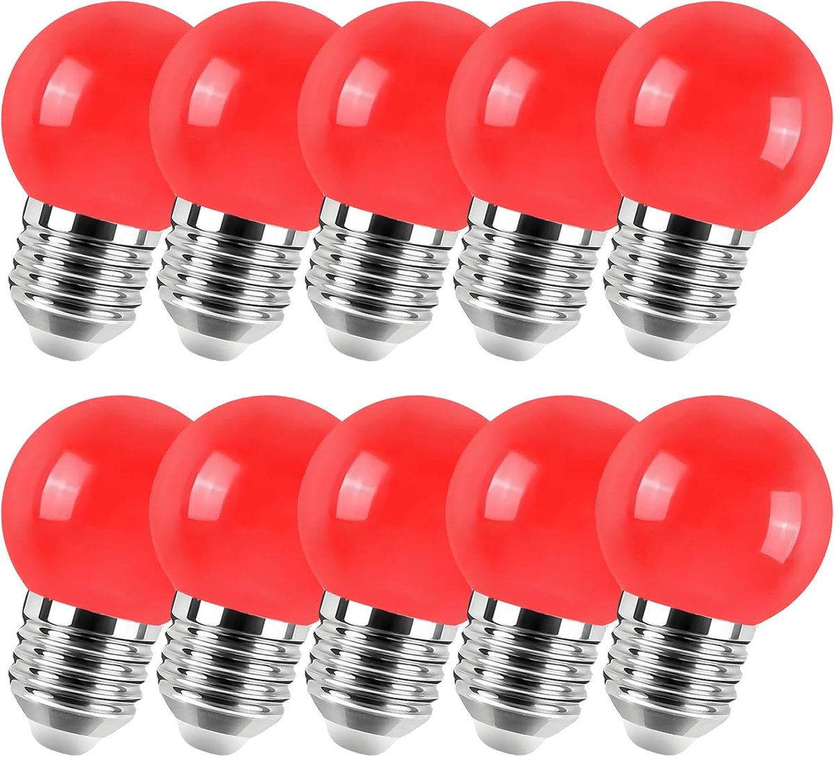 G45 LED 2W Kleurrijke Lamp, 360° Hoek, AC220V-240V, Niet-dimbare, decoratieve verlichting voor Halloween, Kerstmis, festival, Rood, Set van 10