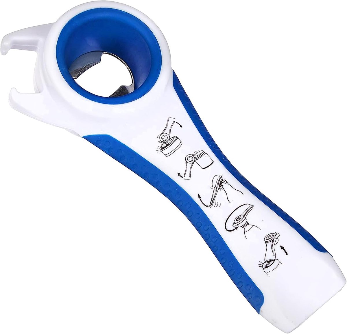 Blikopener - Kunststof - Ergonomische Greep - Wit en Blauw