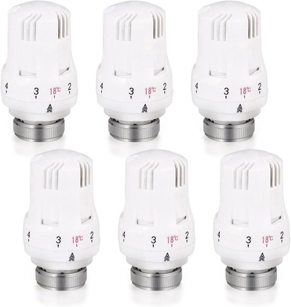 6x Universele Thermostaatkop M30x1.5 voor Radiatoren - Hoogwaardige Verwarmingsregeling