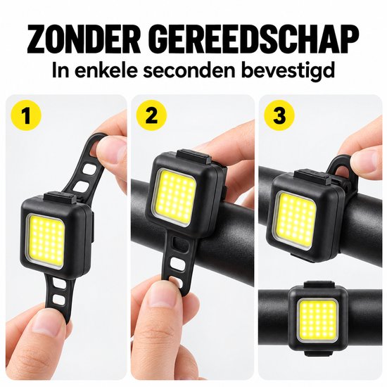 Cloudy LED Fietslamp Voor – 150 Lumen – USB-C Oplaadbaar – 3 Lichtstanden – IPX5 Waterbestendig – Zwart — afbeelding 3