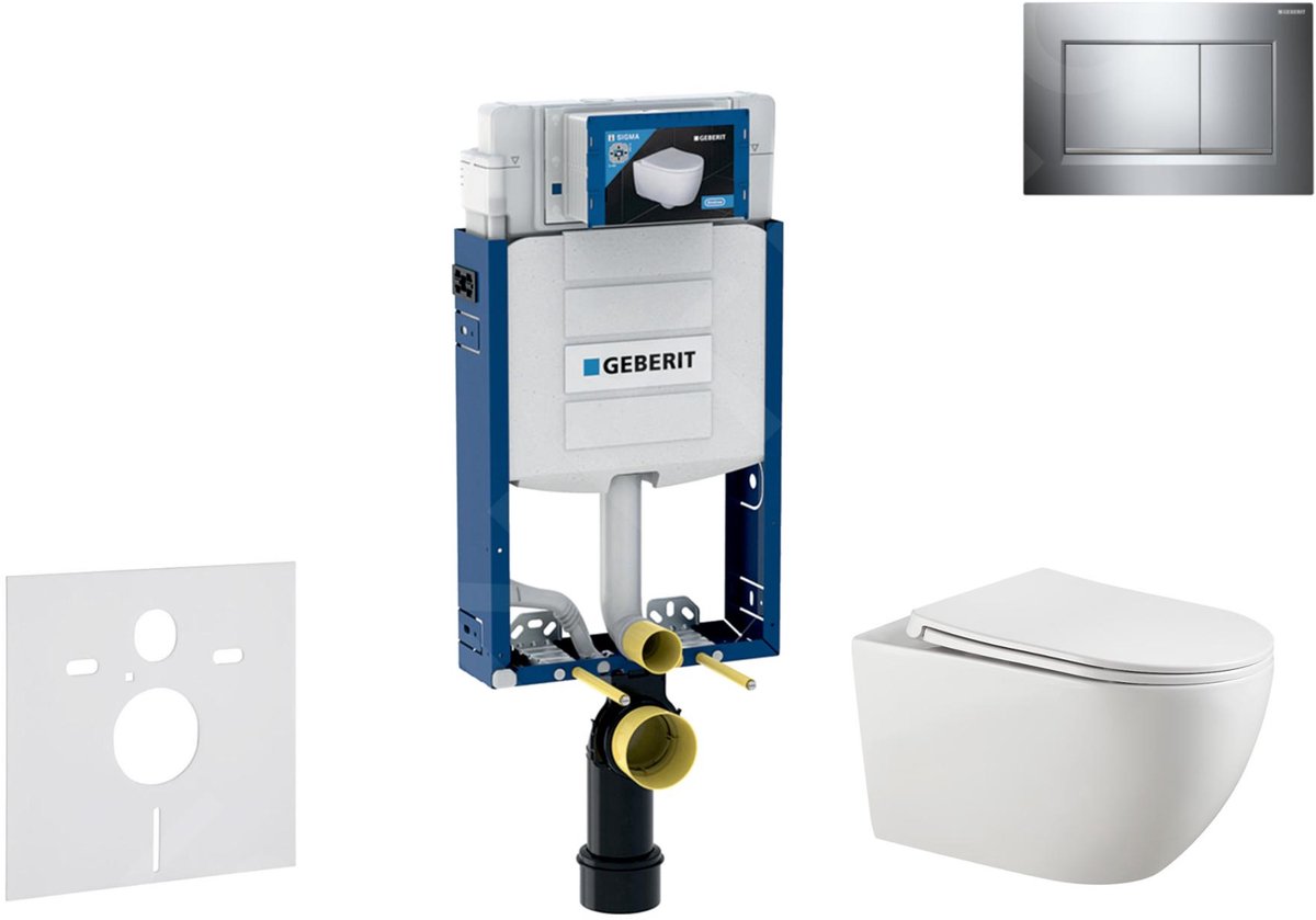 Voorwand montageset, Gaia toilet en softclose zitting, Sigma30 bedieningsplaat, chroom/chroom mat