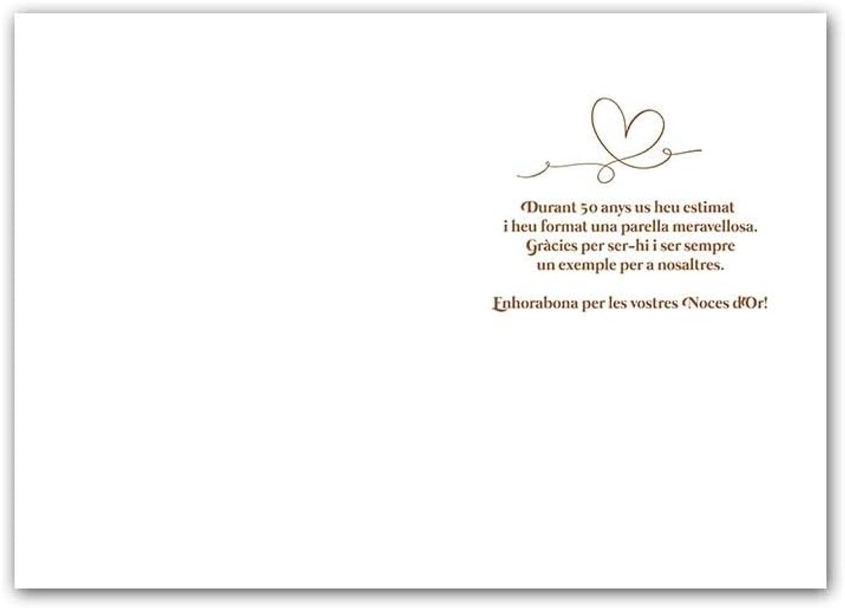 Catalan gouden bruiloftskaart - Targeta per a Noces d'Or Inclou Over i Espai per a Firmes