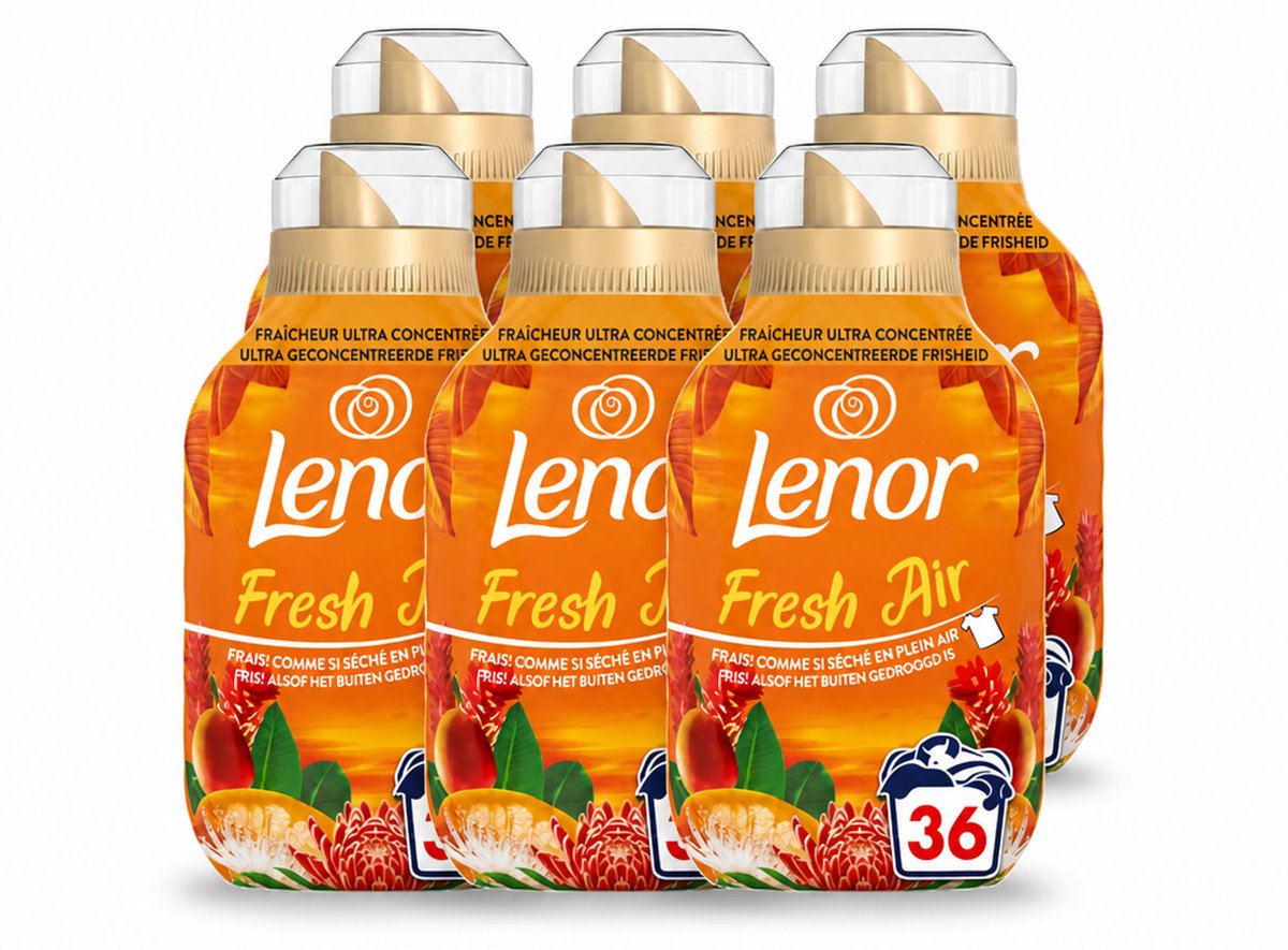 6 x Lenor - Wasverzachter - Fresh Air Tropenzon - Ultra Geconcentreerd - 36 Wasbeurten - Voordeelverpakking - 6 stuks
