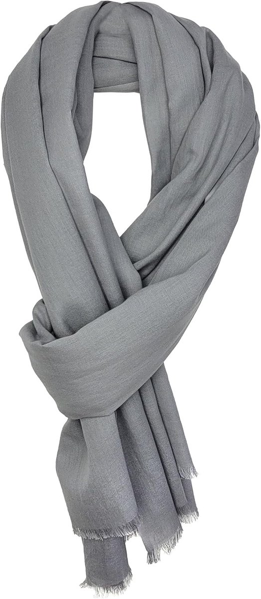 Sjaal voor dames van 100% gekamd biologisch katoen, handgeweven, licht, ademend, dun, zomersjaal in XL-formaat, 180 x 70 cm, grijs/dove grey, XL