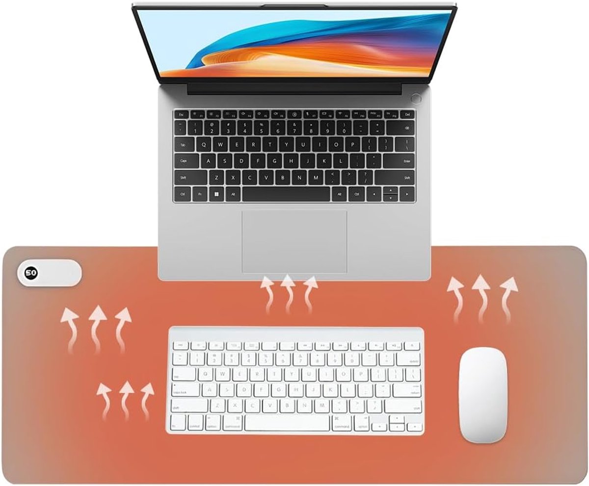 HisKes Verwarmde muismat - 80*33 cm Verwarmde bureau onderlegger-- Waterdichte verwarmde bureauonderlegger - Drie temperatuurinstellingen - Slim digitaal display - Automatische uitschakeling na 3 uur - Verwarmde muismat voor kantoren - Grijs