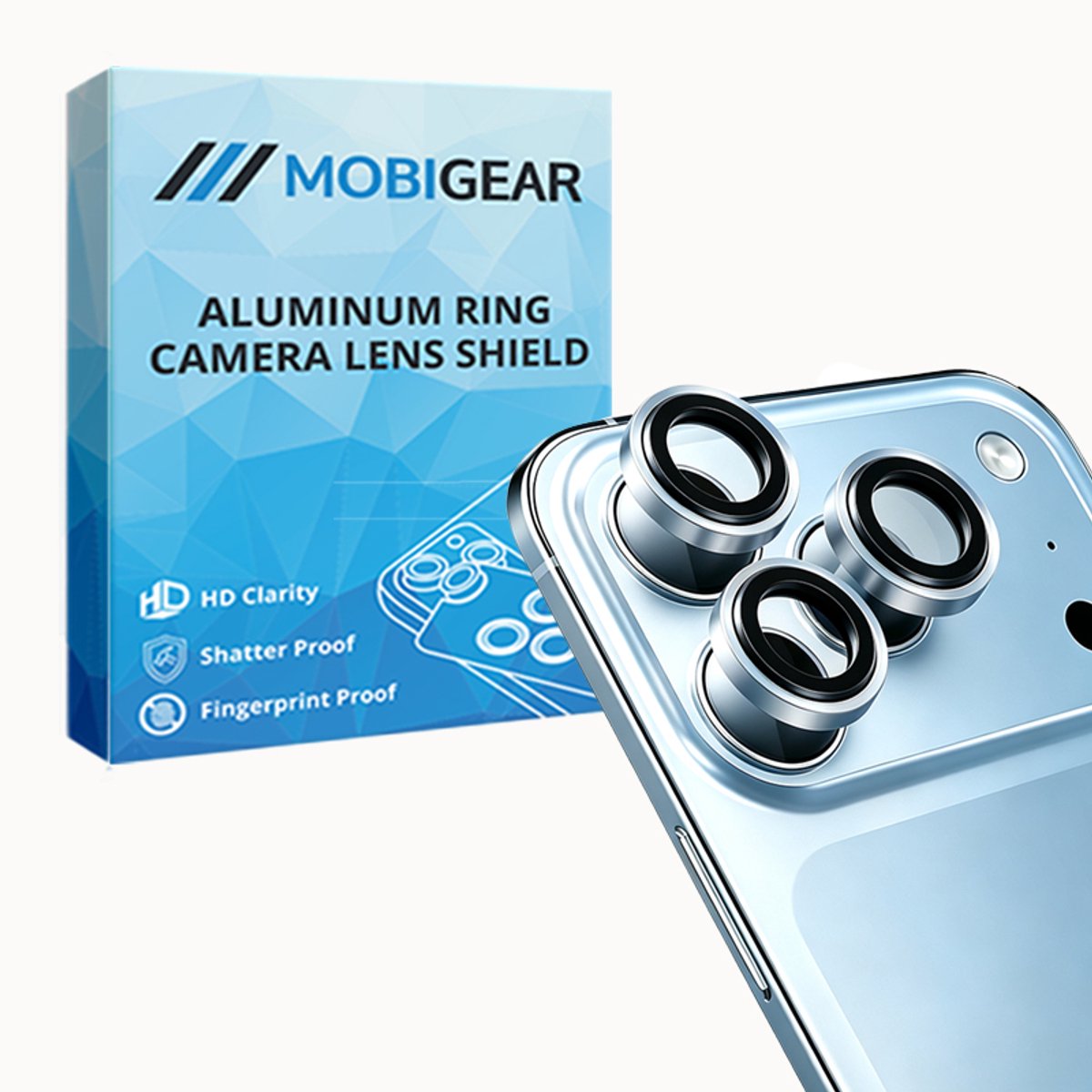 Mobigear Screenprotector geschikt voor Apple iPhone 18 Pro Max Glazen | Mobigear Single Lens Camera Lens Protector - Case Friendly - Light Blue