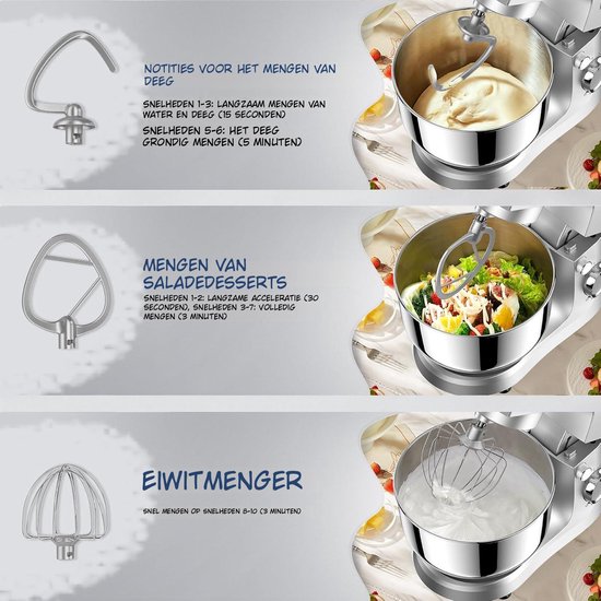 Kavo Deegmachine - Mixer met Kneedhaak - Kneedmachine - Zilver - 37cm x 24cm x 32cm van Kavo — afbeelding 2