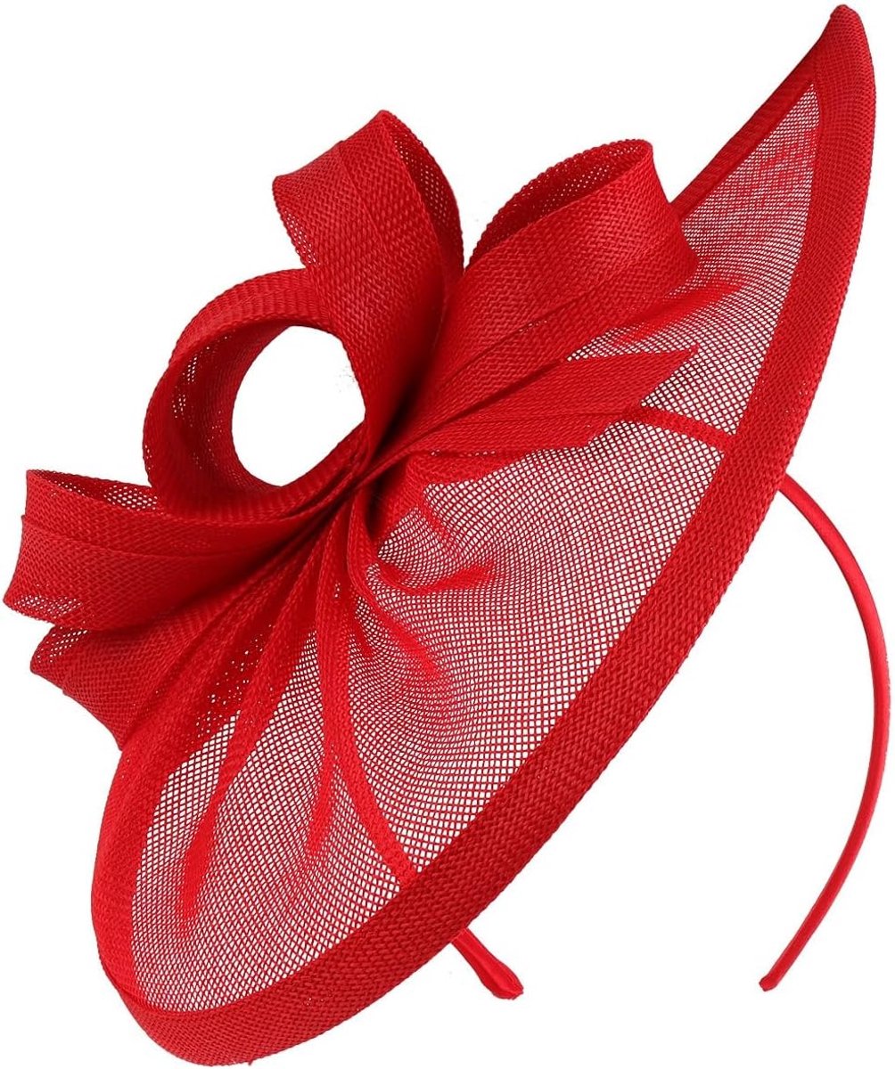 Fascinator voor dames, vintage sluier, hoofdband, bloem, mesh, hoofdtooi, bruid, haarsieraad, fascinators, hoed, haarband, hoofddeksel voor bruiloft, theekransje, cocktail, jockey club, rood