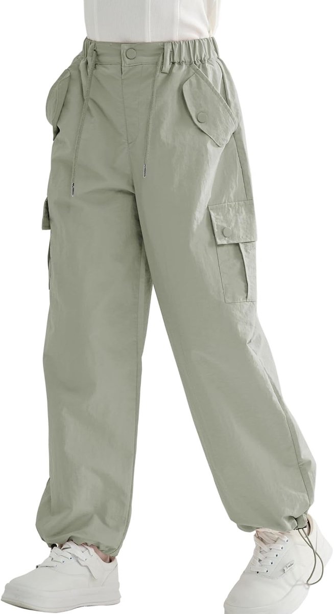 Parachute Baggy Cargo Broek voor Meisjes, Y2K Vintage Joggingbroek met Verstelbare Elastische Taille voor Kinderen