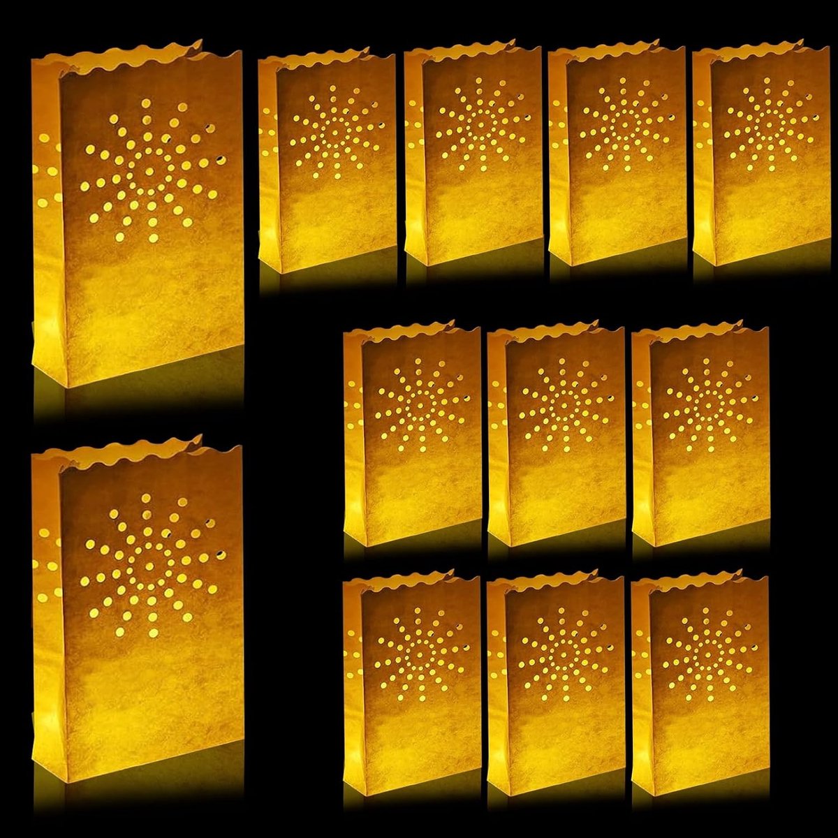 12 stuks papieren lichtzakken, witte lichtzakken, papieren lichtzakken, kerstzakjes, kaarszakjes, Candle Bags voor decoratie, verjaardag, Kerstmis, straatfeest, bruiloft