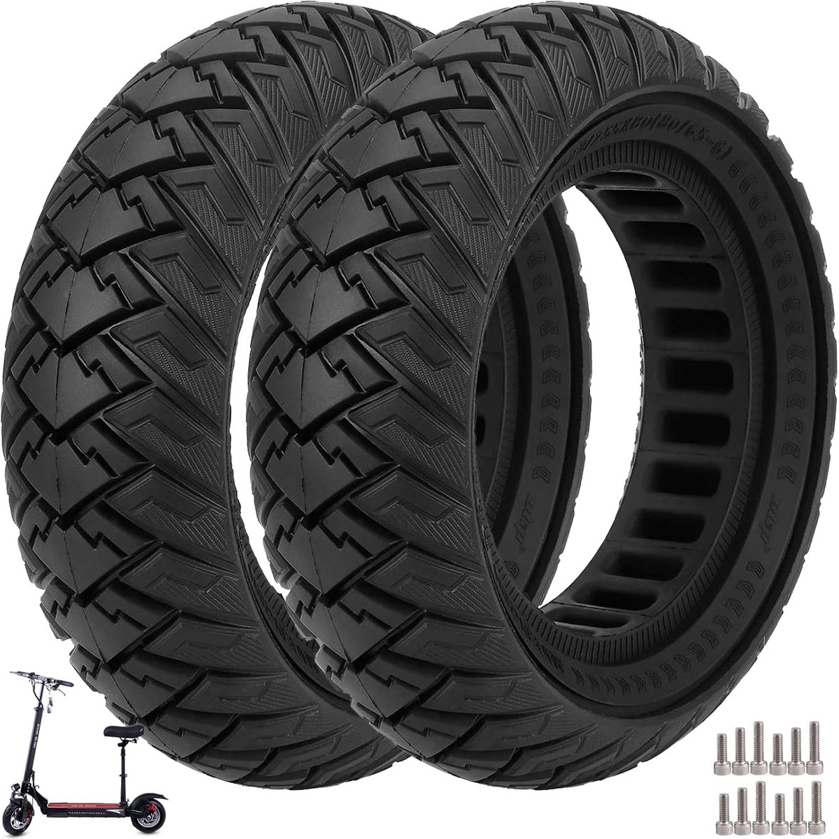 10 x 3 massieve rubberen banden, 255 x 80 (80/65-6), solide banden voor Kukirin G3 Pro/G2 max/Kugoo M4 pro/Kaabo Wolf Warrior/Mantis 10/Dualtron Zero 10X elektrische scooter, antislip