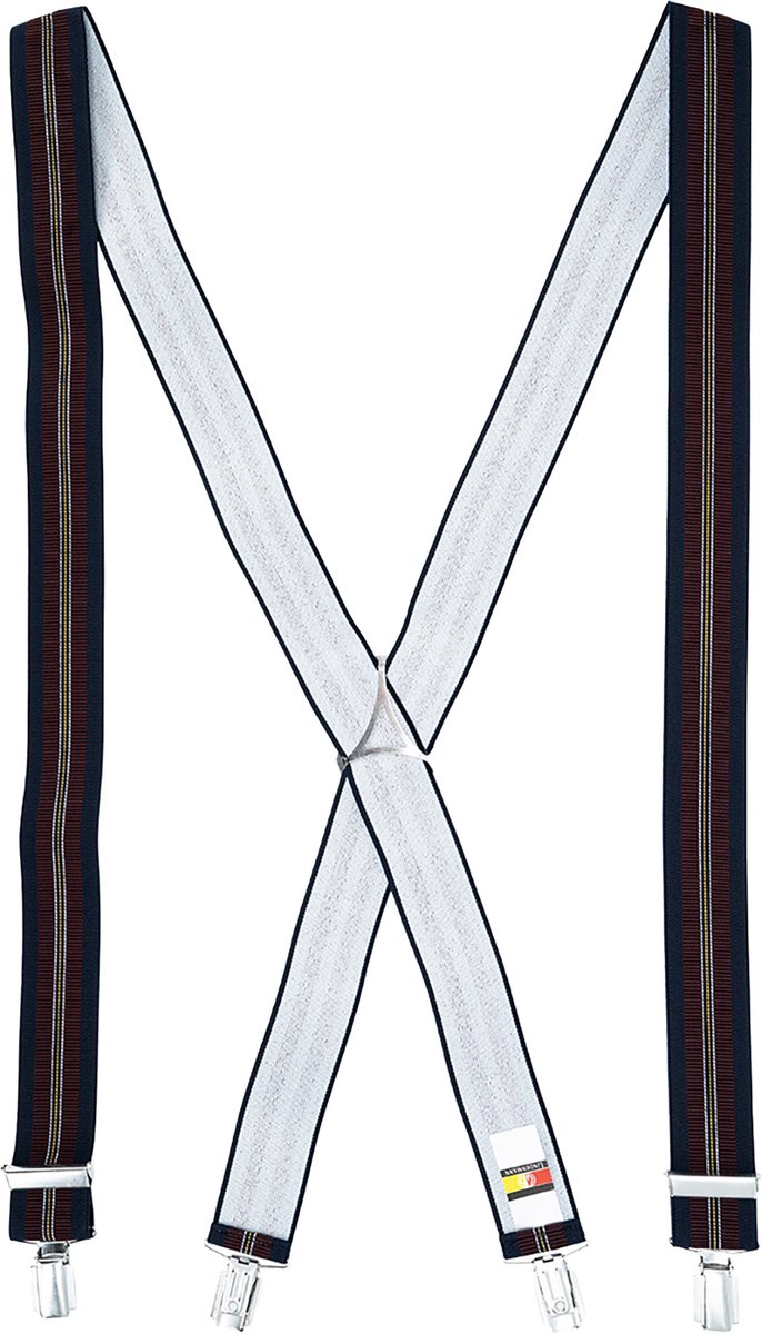 LINDENMANN heren bretels X-vorm - marine-bordeaux gestreept