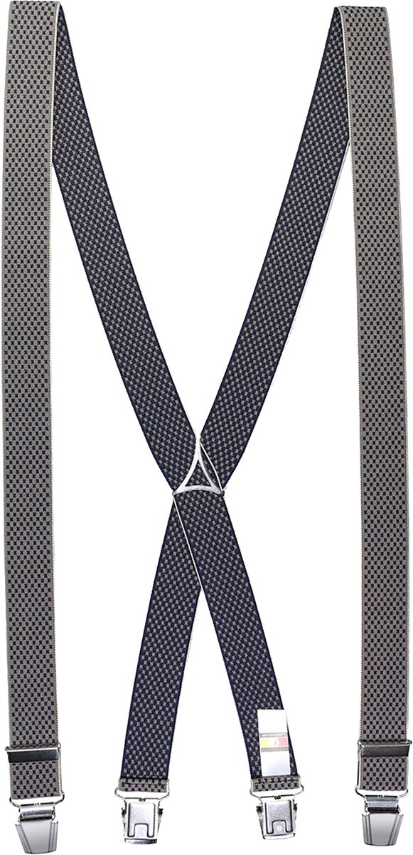 LINDENMANN heren bretels met extra sterke clips X-vorm - beige dessin
