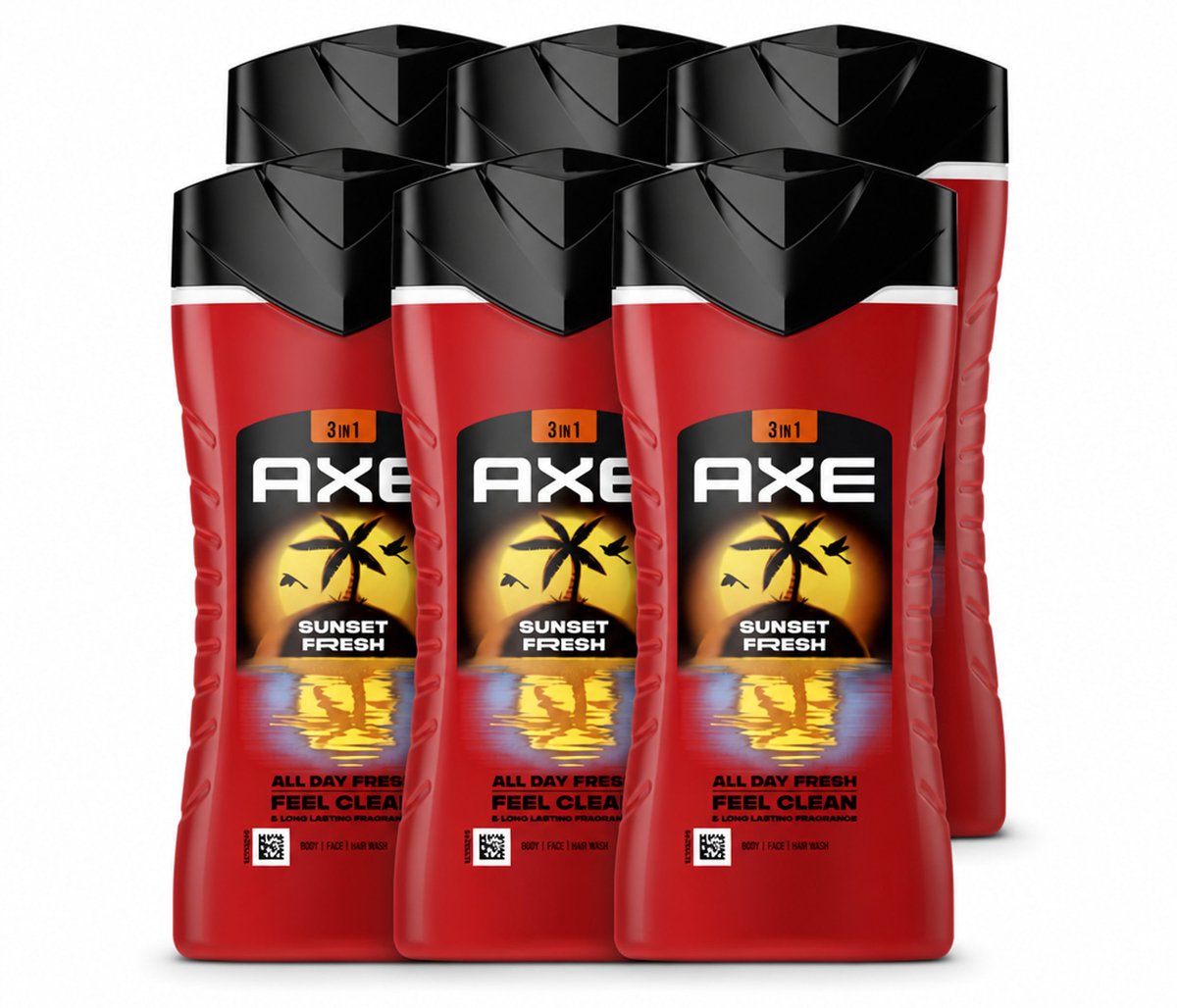 6 x Axe – Douchegel 3-in-1 – Sunset Fresh – 250 ml - Voordeelverpakking - 6 stuks