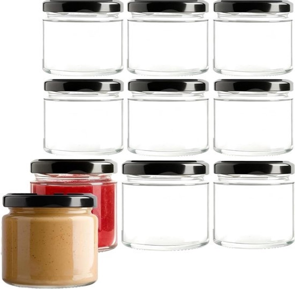 Set van 10 luchtdichte potjes van 150 ml met deksels - Voor conserveren, fermenteren en jam