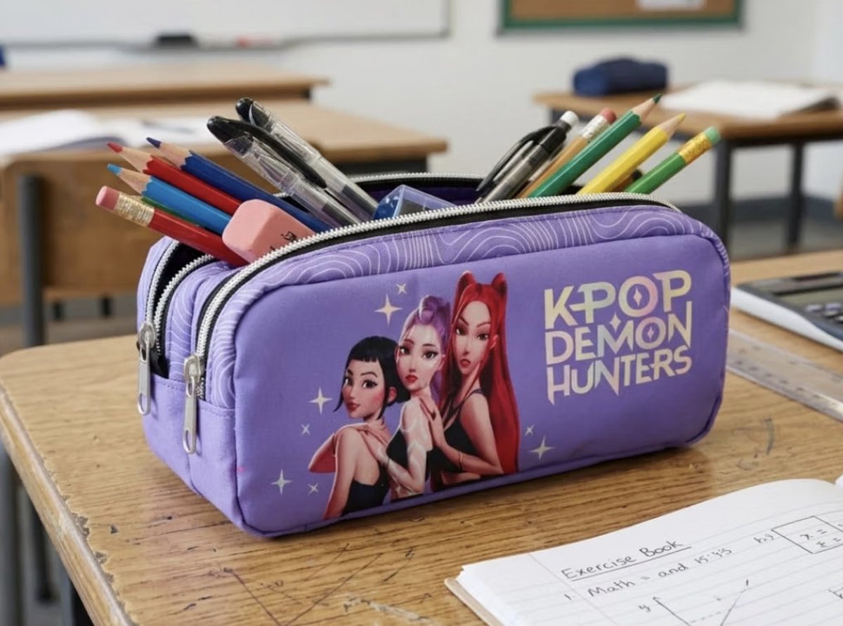 K-POP Demon Hunters- Pennetas 2 compartimenten - Paars, 23x9x10cm