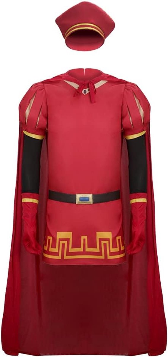 Lord Farquaad Cosplay Kostuum Volledige Set met Hoed Rode Outfit voor Heren Volwassen Halloween Kerst Fancy Dress