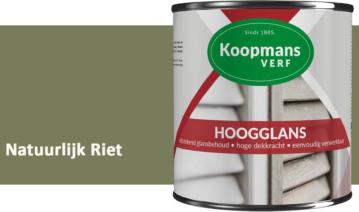 Koopmans Hoogglans Lakverf Binnen & Buiten – Voor Hout en Metaal – Krasvast – Hoge Dekkracht – Kozijnen, Deuren & Meubels – Natuurlijk Riet – 2,5 l