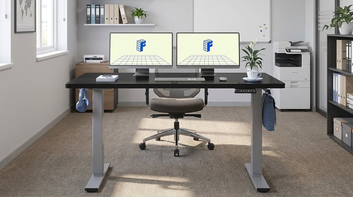 Elektrisch Bureau 160x80 cm – In Hoogte Verstelbaar Zit-Sta Bureau – Medahomestore ErgoLift – Ergonomisch Bureau met Geheugenfunctie, LED Hoogteweergave, Anti-Collision, Kabelbeheer en Eendelig Tafelblad – Zwart/Grijs