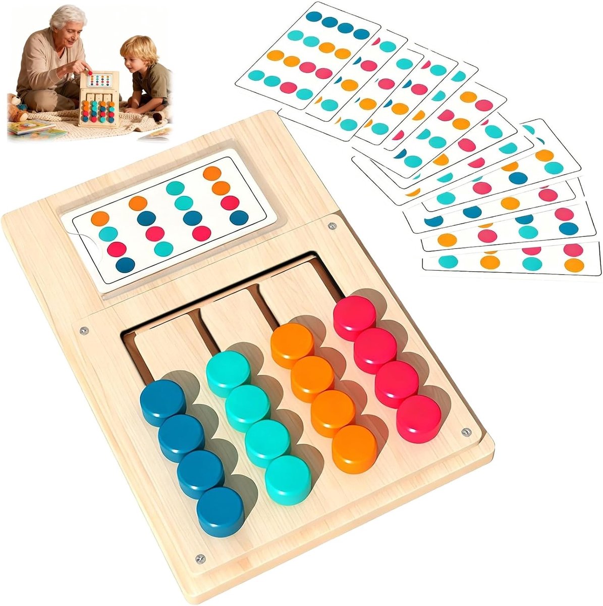 Geheugenspel van hout voor ouderen met 12 kaarten, bevorder cognitieve stimulatie en motorische vaardigheden, ideaal voor Alzheimer en dementie patiënten, eenvoudig in gebruik