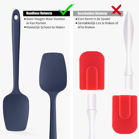 Siliconen lepelspatel, hittebestendig 315℃, 28,9cm, Marineblauw — afbeelding 5